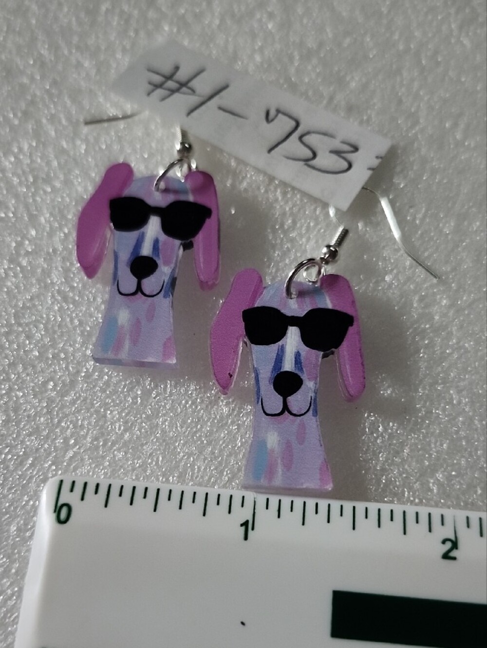 Hand Crafted Pink & Black Dog Earrings - Picture 4 of 4